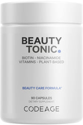 Codeage Biotina en botella con cápsulas para cabello y uñas.