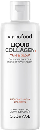 Codeage colageno liquido sabor chocolate, ideal para consumo diario