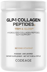 Codeage GLP-1 Collagen Polvo, empaque frontal, ideal para añadir a batidos.