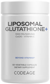 Codeage Glutatión Liposomado frasco de cápsulas para apoyo antioxidante diario.
