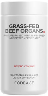 Codeage Higado desecado bovino, fuente de vitaminas para uso diario.