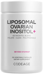 Codeage Liposomal Ovarian Inositol+ en bote de cápsulas para uso diario suave