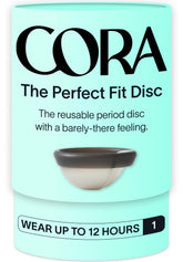 Cora Disco Menstrual Carbón en uso, comodidad diaria.
