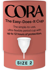 Cora Copa menstrual tamaño 2, inserción fácil para confort diario.