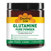 Country Life Glutamine Pure Powder en botella para apoyo muscular