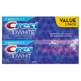 Crest 3D Blanco Menta Radiante: pasta de dientes para blanqueamiento suave y protección diaria.