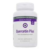 Quercetina Plus de D'Adamo, botella con cápsulas y vertido para apoyo antioxidante diario