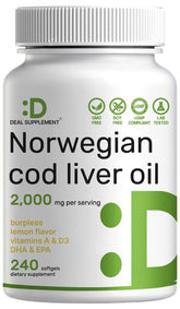 DEAL SUPPLEMENT Aceite de hígado de bacalao 2000 mg en cápsulas suaves para visión