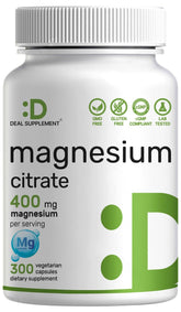 DEAL SUPPLEMENT Magnesio Citrato 400 mg, botella; toma diaria fácil para el día a día.