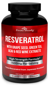 Divine Bounty Resveratrol en botella de 1400mg para uso diario