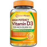 Doctor's Recipes Vitamina D3, botella, soporte diario para huesos y dientes.