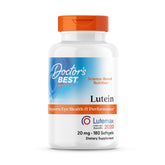 Doctor's BEST Luteína 20mg con zeaxantina, botella para apoyo visual diario.