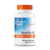 Doctor's Best Real Krill Antártico, cápsulas blandas en frasco, apoyo a corazón y cerebro.