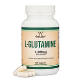 Cápsulas de L-Glutamina de Double Wood en frasco para salud intestinal.