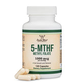 Double Wood Methylfolate: botella-cápsulas 1000 mcg para uso diario.