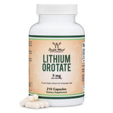 Double Wood Supplements Lithium Orotate cápsulas en frasco para descanso y enfoque.