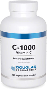 Douglas Laboratories C-1000, botella frontal, apoyo antioxidante para piel y vasos sanguíneos.