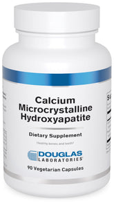 Douglas Laboratories calcio microcristalina hidroxiapatita, frasco de capsulas, apoya la salud ósea y dental.