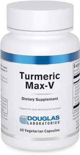 Douglas Laboratories Curcuma Max-V, botella de cápsulas para uso diario y salud articular.