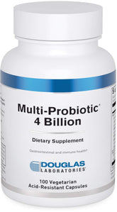 Botella de Douglas Laboratories Multi-Probiotic 4 Billion para uso diario y equilibrio intestinal.