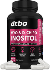 DR. BO Myo-Inositol y D-Chiro Inositol, cápsulas en bote, apoyo al equilibrio femenino.