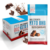 Dr. Boz Keto BHB polvo chocolate holandés sobre, energía rápida y sabor suave.