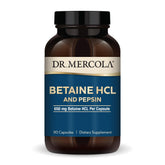 Dr. Mercola Betaine HCL y Pepsin: cápsulas digestivas para apoyo estomacal diario