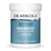 Botella de Dr. Mercola Biothin Probiotic para apoyo digestivo diario.