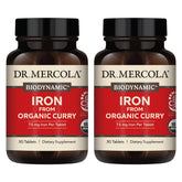 Dr. Mercola Hierro de Curry Orgánico, tabletas en envase, posible apoyo a la energía.