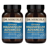 Dr. Mercola Magnesio Masticable Avanzado en caja, sabor cereza, fácil de incorporar.