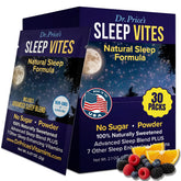 Dr. Price’s Polvo para dormir sabor frambuesa cítrica en empaque práctico para viajar.