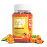 Envase de gominolas EAZGOO curcuma naranja para consumo diario.