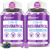 Ellamentz 7en1 resveratrol gomitas, frasco visible, apoyo antioxidante para el día a día.
