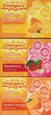 Emergen-C caja con tres sabores para empezar el día con vitalidad.