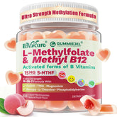 EnvyCure gominolas L-metilfolato y B12, frontal, ingesta diaria conveniente.