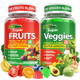 Envycure Super Greens Gummies: botella con gomitas, apoyo nutricional diario.