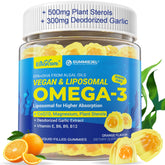 EnvyCure gomas veganas omega-3: botella visible con etiqueta clara para consumo diario.