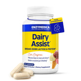 Enzymedica DairyAssist: botella para facilitar la digestión de lácteos tras comer.