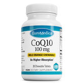 Envase frontal de EuroMedica CoQ10 100 mg para energía celular.