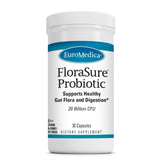 EuroMedica FloraSure Probiotic: bote de cápsulas para apoyo digestivo y bienestar intestinal.