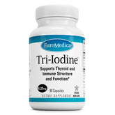 EuroMedica Tri-Iodine: cápsulas abiertas mostrando la textura, posible apoyo para la función tiroidea diaria.