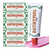 Pasta dental EUTHYMOL Original, tubo frontal para uso diario y limpieza suave.