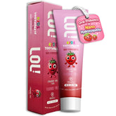 Pasta LOL Kids de Fawelo en envase, sabor fresa, ideal para uso diario.