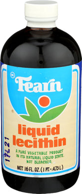 Lecitina líquida de Fearn en frasco de 16 onzas para emulsiones.
