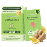Feel Goods Gut Guardian: paquetes limon-jengibre para uso diario.