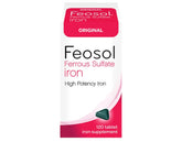 Feosol Original Vitaminas, botella, apoyo diario de hierro para energía sostenida.