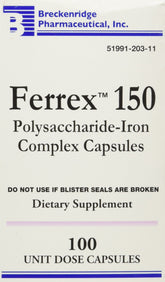 FERREX-150 botella: suplemento diario suave para el estómago.