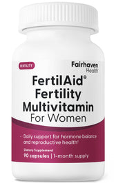 Fertilaid para mujeres: botella de cápsulas para apoyo al ciclo hormonal.