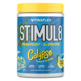 FINAFLEX STIMUL8 CALYPSO, botella vertiendo, energía para entrenamientos intensos.
