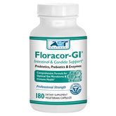 Floracor-GI de AST Enzymes, botella, favorece digestión equilibrada.